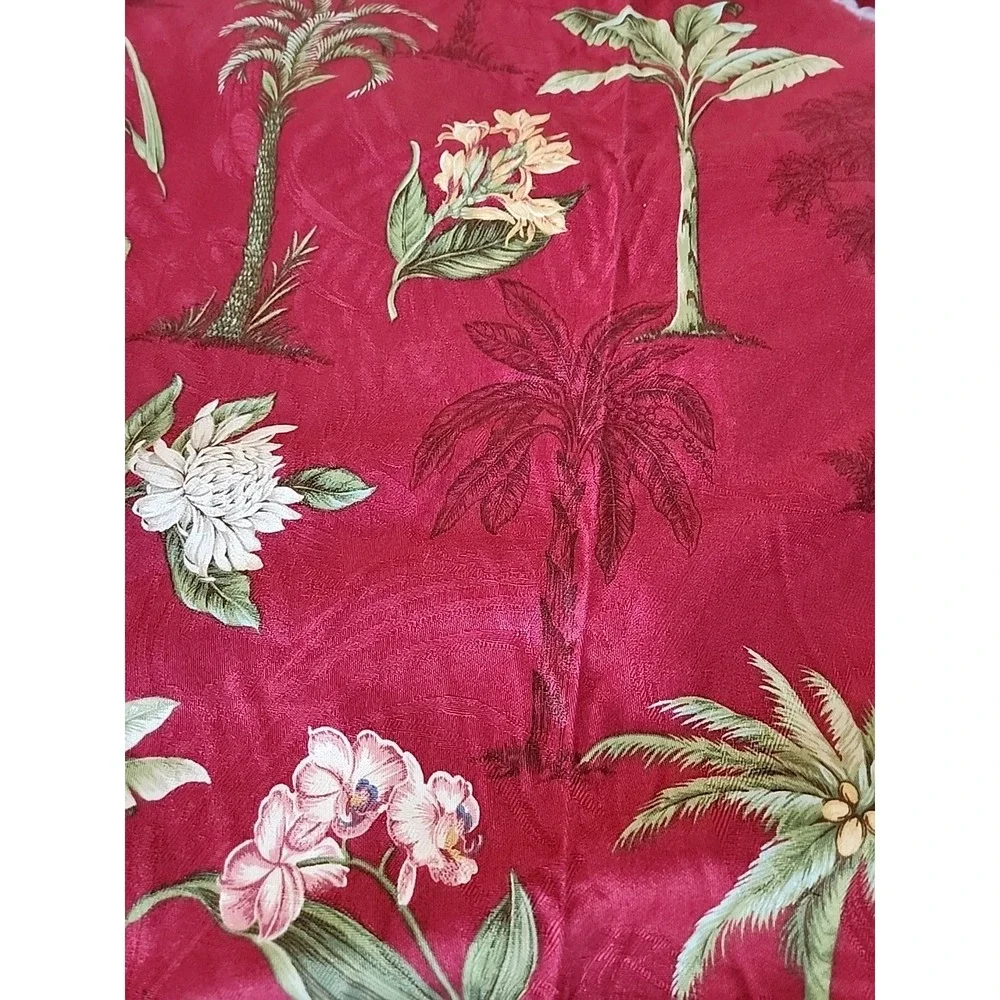 WAVERLY Red KAUAI Damask Palm Tree Hawaii Floral UNCUT Upholstery 10 yards READ